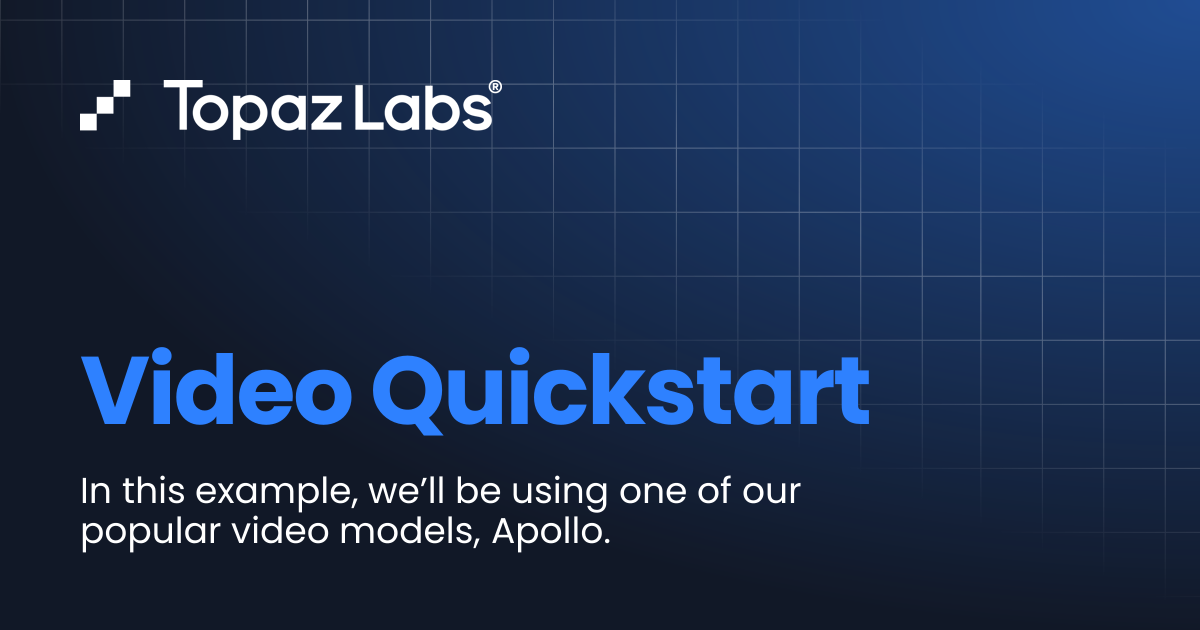 Video API Quickstart | Developer Documentation